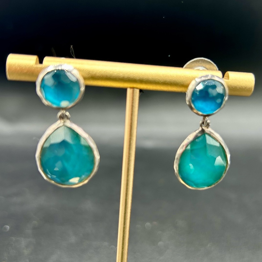 Ippolita Wonderland Snowman Teardrop earrings in Malibu Blue. No backs! Rare!